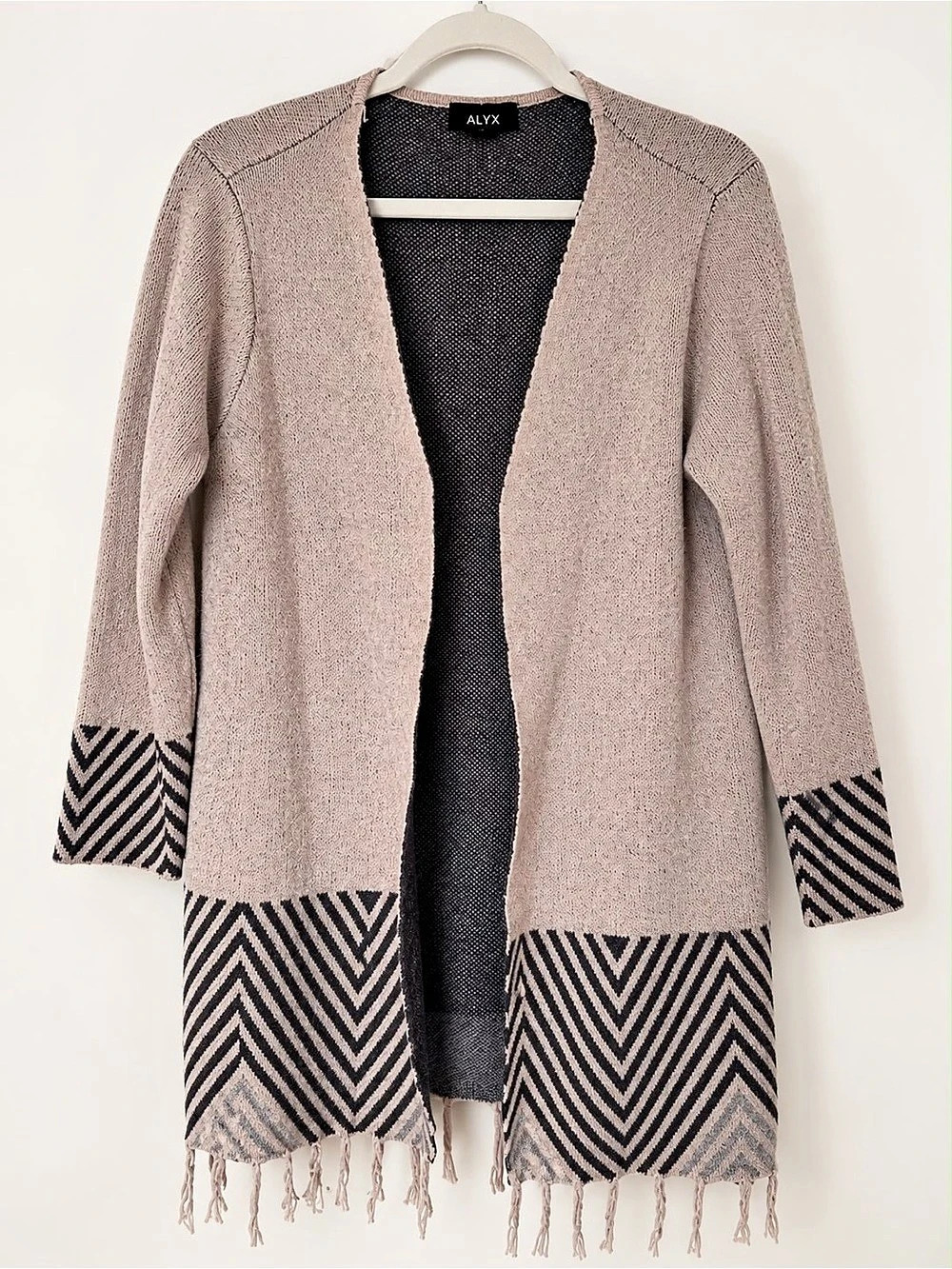 ALYX Women's Geometric Fringe Cardigan in Brown & Black